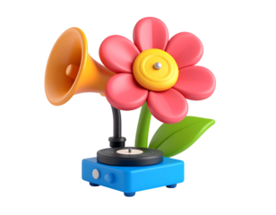 3D Flower Phonograph Illustration