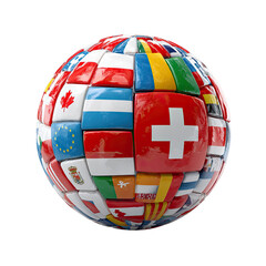 Globe made of various country flags, representing global diversity