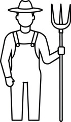 Detailed Outline of Farm Worker Sketch.