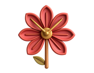3D Flower Clock Illustration