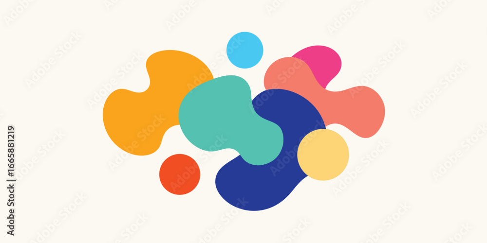 Aufkleber abstract graphic design with geometric shapes composition modern minimalist style playful artistic e