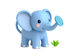Obraz premium Cute Blue Elephant 3D Illustration
