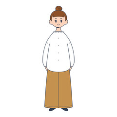 カジュアルな若い女性　全身　シンプルなイラスト