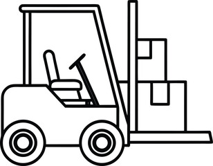Forklift Truck Outline Icon with Load.