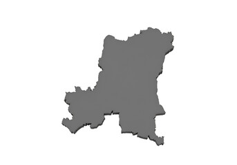 Obraz premium Three-Dimensional Grey Outline Of Democratic Republic of Congo On Black Background