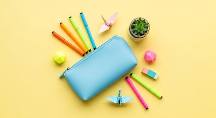 Naklejka premium School supplies in a pencil case
