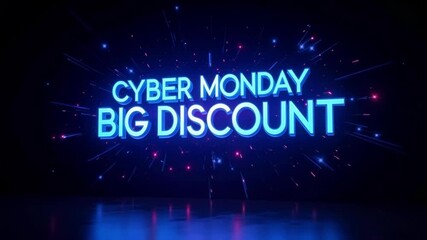 Dynamic Cyber Monday hologram discount pulsates with vibrant light, offering massive savings for your next online shopping promotion - Powered by Adobe