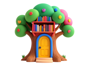 3D Cartoon Treehouse Library