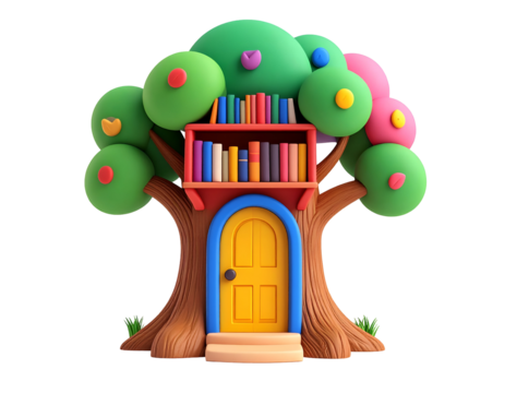 3D Cartoon Treehouse Library