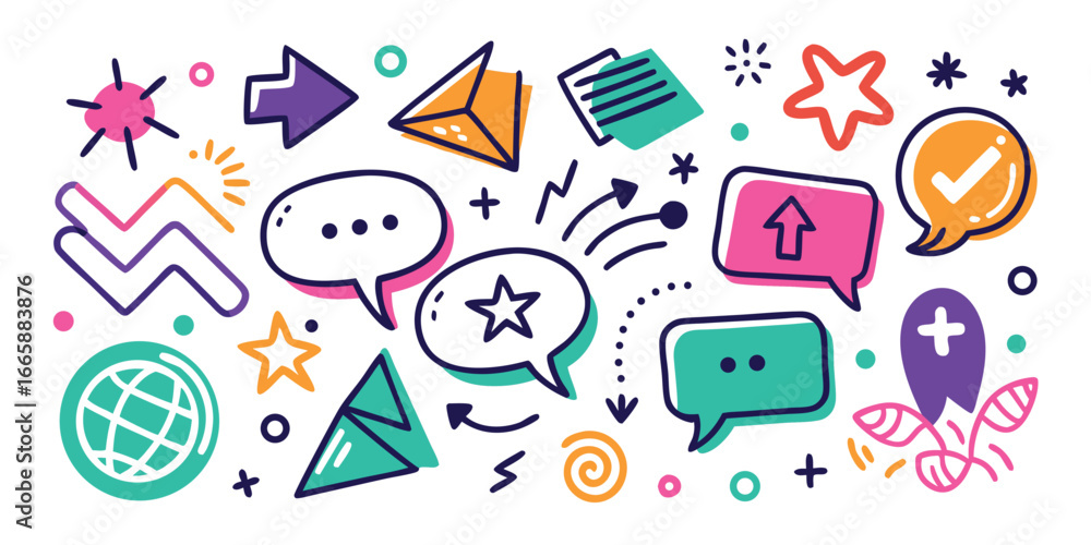 Aufkleber doodle elements for design projects vector art with speech bubbles arrows and other abstract shapes