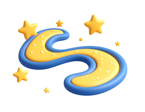 3D Yellow Blue Starry S Letter Illustration
