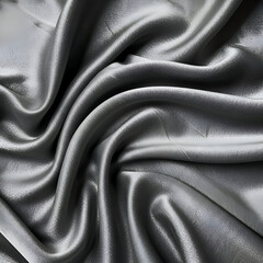 Fototapeta premium Gray silk fabric draped in elegant folds. High-quality, luxurious fabric texture for fashion or interior design projects.