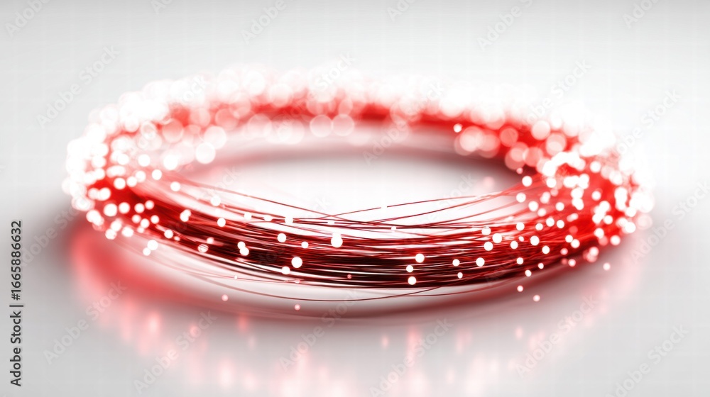 Poster a captivating abstract design featuring a ring of glowing red wires, ideal for modern concepts.