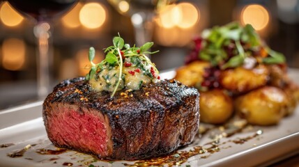 ステーキ肉とじゃがいもの料理