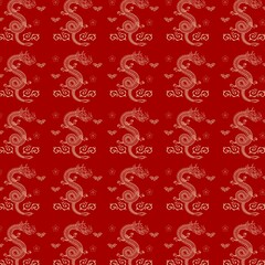 seamless pattern with red  dragon background