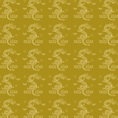 Gold Dragon seamless Pattern background
