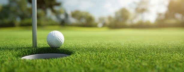 The Golf Ball Teetering on the Edge of the Hole on a Sunny Green