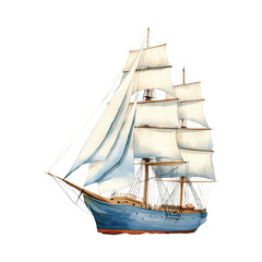 Fototapeta premium Watercolor Style Sailing Ship Illustration