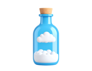 3D Clouds in a Bottle Illustration