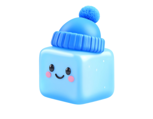 Cute 3D Ice Cube in Winter Hat
