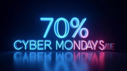 Dynamic neon Cyber Monday sale text pulses with energy, perfect for driving urgent promotions and boosting online retail engagement. - Powered by Adobe