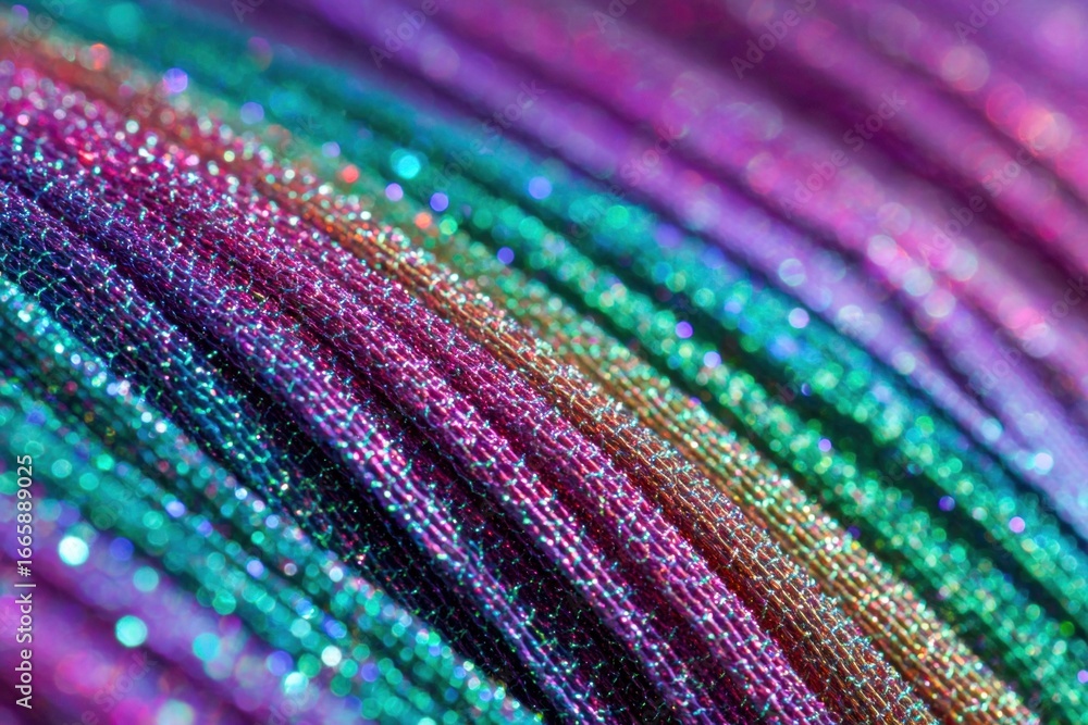 Poster colorful, shimmering strands create an abstract and vibrant background with a spectrum of hues.