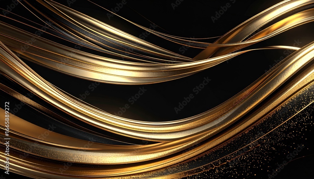 Poster golden and orange waves flow in an abstract, dynamic pattern with a textured, fiery effect