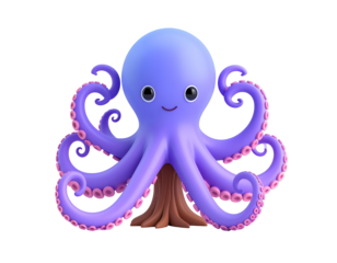 Cute 3D Octopus Illustration