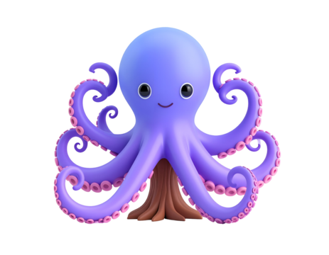 Cute 3D Octopus Illustration