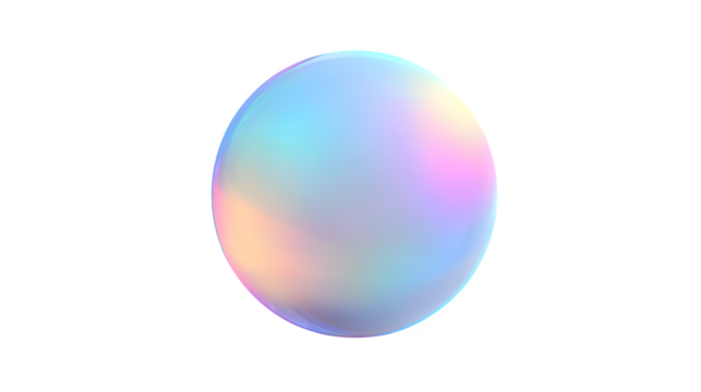 Iridescent sphere, isolated on transparent background