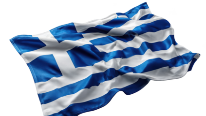 Waving Greek flag with blue and white stripes, symbol of Hellenic nation