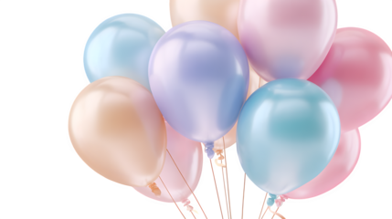 Pastel Balloons, isolated on transparent background