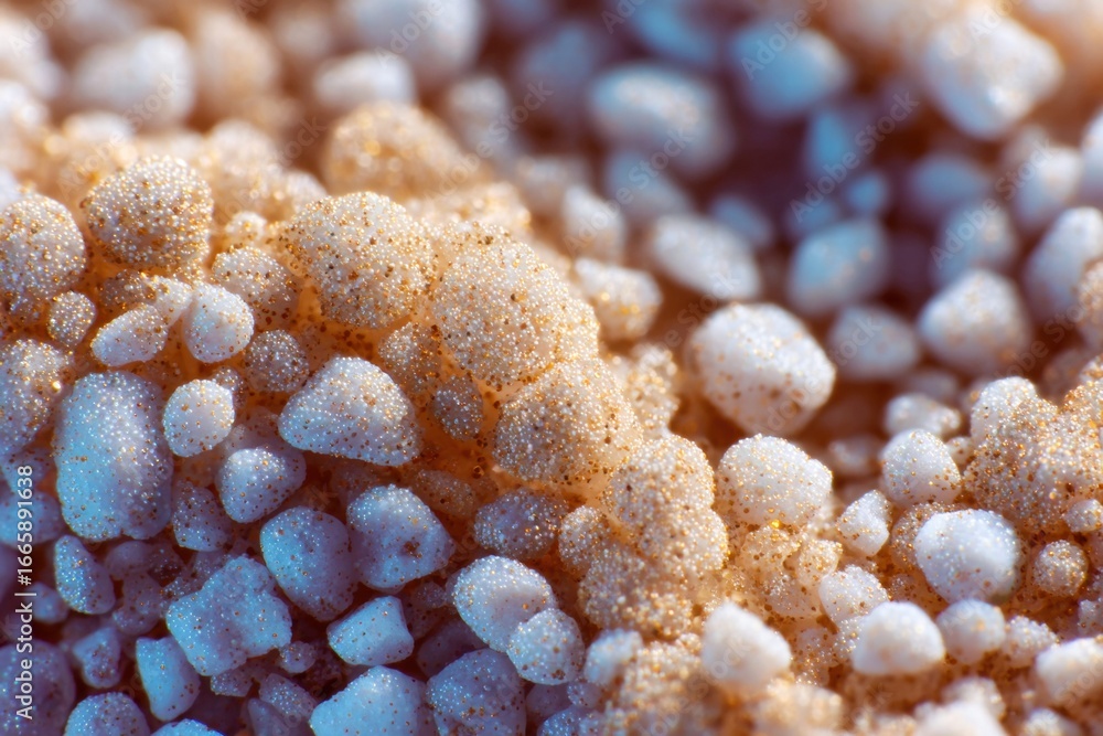 Poster close-up shot of a surface with intricate textures of sparkling crystals.