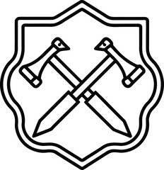 Realistic Outline Crossed Tools Emblem Design.