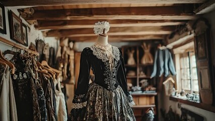 traditional breton costume on mannequin in rustic farmhouse interior french attire video 