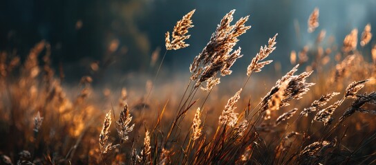 Golden grasses swaying in a gentle breeze