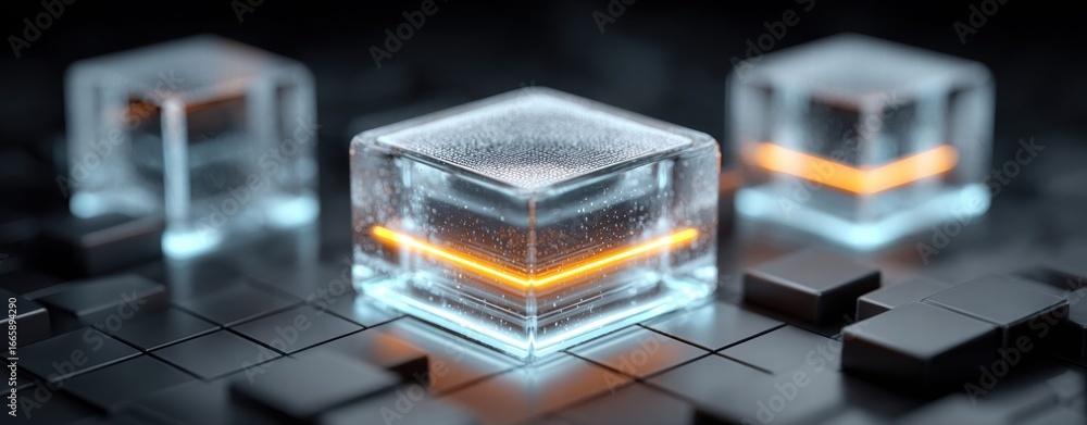 Aufkleber glowing futuristic cubes create a stunning visual of digital technology and abstract design.