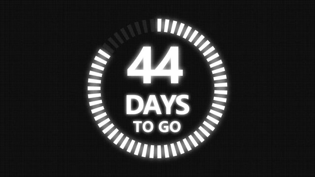 66 days to go,  66 days count animation, motion graphics running numbers counting days, 66  days in a month, 66 days left, 4K HD video with Grid and Black background alpha channel.4k 