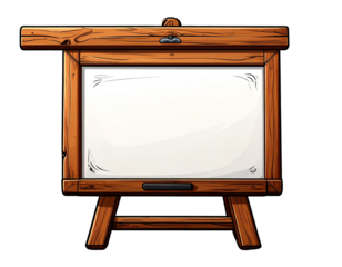  Cartoon-Style Whiteboard with Wooden Frame, Playful Illustration