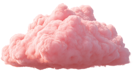 Pink fluffy cloud, isolated on transparent background