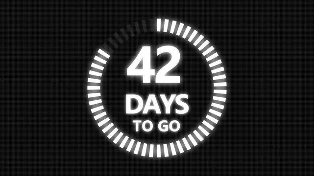 98 days to go,  98 days count animation, motion graphics running numbers counting days,  98 days in a month, 98 days left, 4K HD video with  Grid and Black background alpha channel.4k 