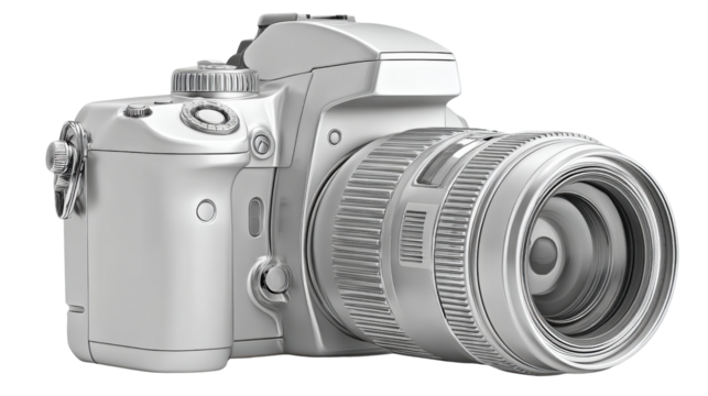 Professional DSLR camera with a focus lens, ideal for photography enthusiasts.