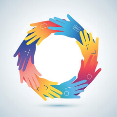 Abstract Hands Circle – Unity in Diversity Illustration