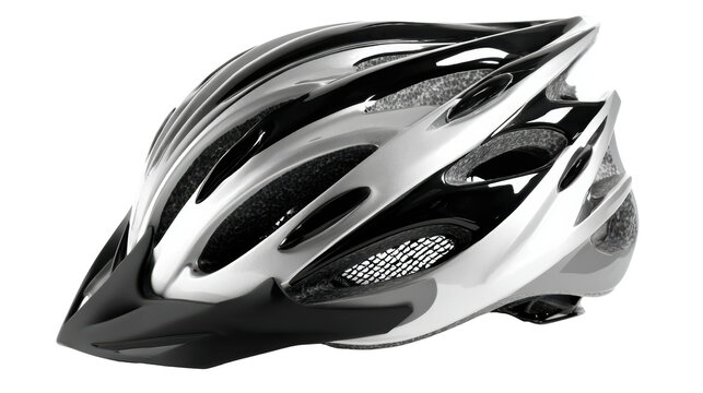 Stylish and professional cycling helmet featuring a sleek design, black and white colors, isolated on white background.