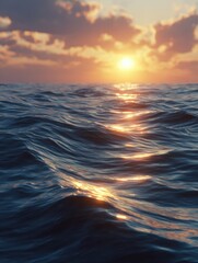 Fototapeta premium waves gently rolling on a serene ocean surface during sunset