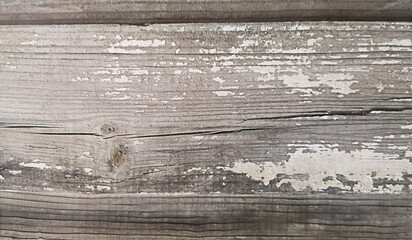 Old grunge plank wall with peeling paint