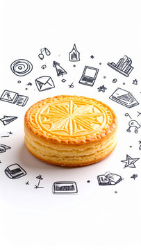 Whimsical Dobos Torte Fantasy: Hungarian Delight Surrounded by Playful Doodles
