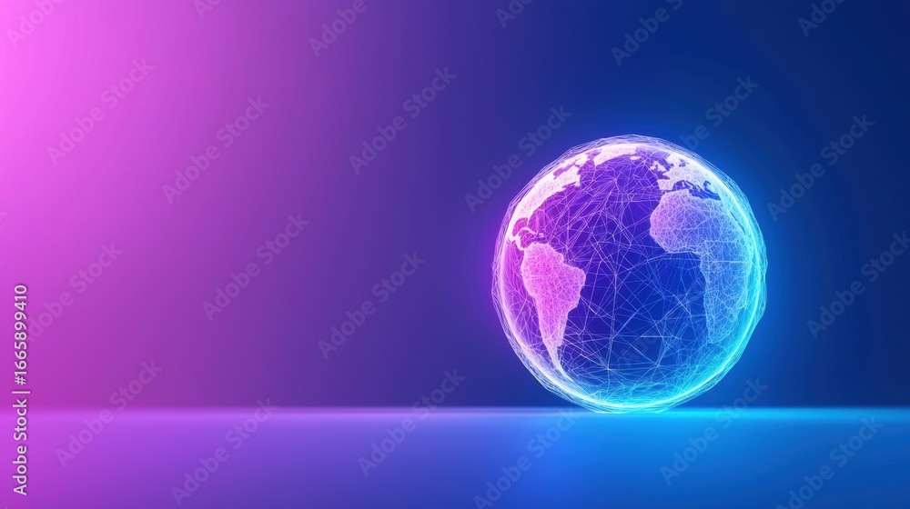 Poster globe minimalist wireframe colourful minimalist wireframe globe with vivid gradient colors, capturin