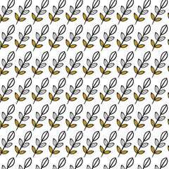 Hand-Drawn Leaf Stems Pattern