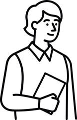 Teacher Illustration Reading Book Outline.